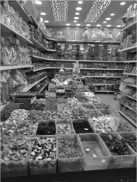 Candies in open boxes