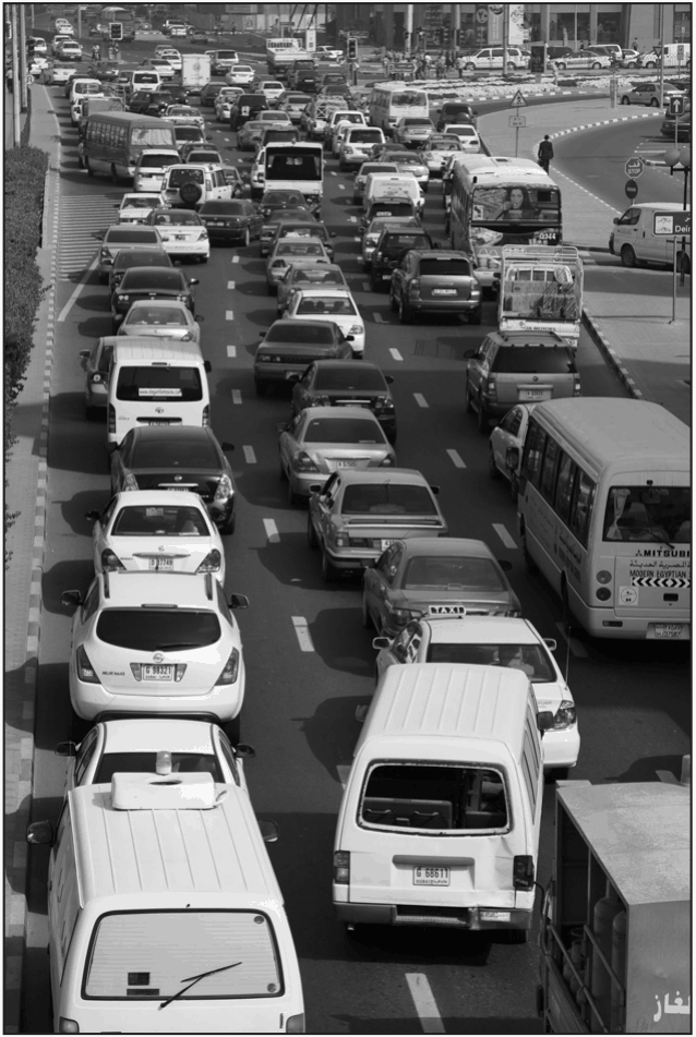A road with heavy traffic