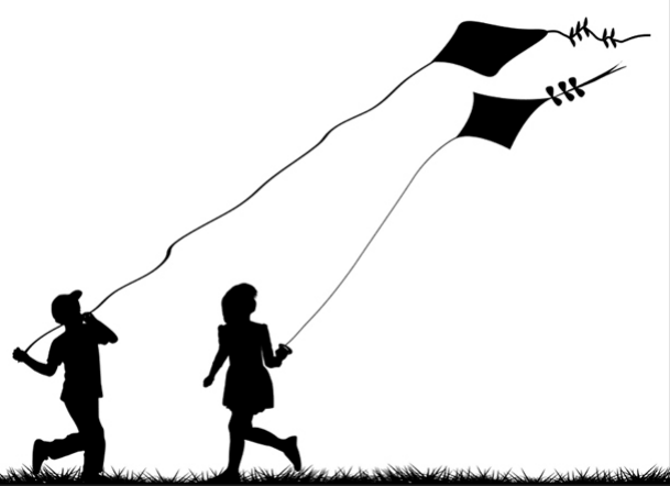 Children flying kites
