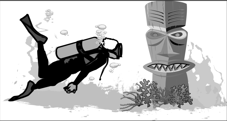 A person looking at a statue in an underwater museum.