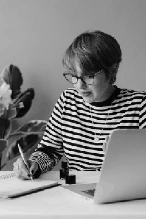 Woman learning on the internet
